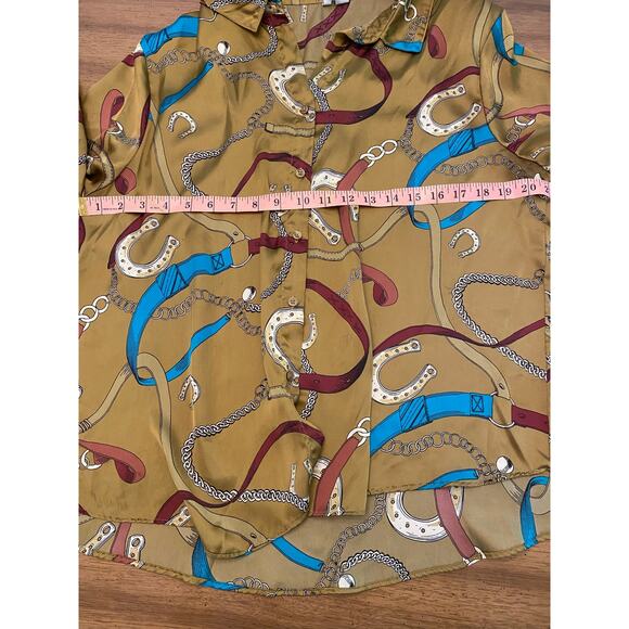 Cato Equestrian Western Silky Button-Down Long‎ Sleeve Collared Blouse XL - Picture 10 of 12